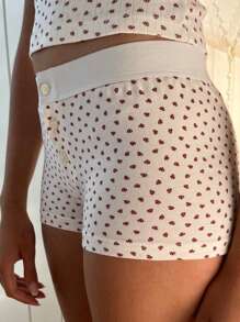 Womens Button Front Lounge Shorts Casual Floral/Stripes Print Low Waist Slim Fit Shorts Going Out Shorts