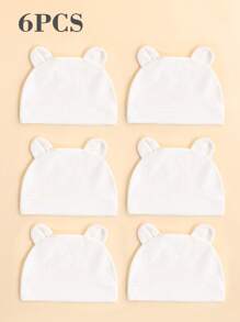 6 piezas Gorros de hospital de algodón lindos para bebés recién nacidos, delgados y transpirables para niños y niñas, adecuados para primavera y verano, excelente como regalo - Blanco - Ver 1