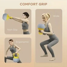 SPORTNOW Soft Kettlebell, 10kg Kettle Bell With Non-Slip Handle For Home Gym Weight Lifting And Strength Training - 黃色 - 查看 4