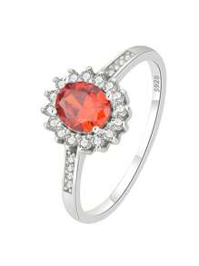 BALMORA 1 件复古风格 S925 镀银 18K 金玫瑰皇后方晶锆石红宝石戒指，优雅的女士珠宝礼物 - 銀色 - 查看 9