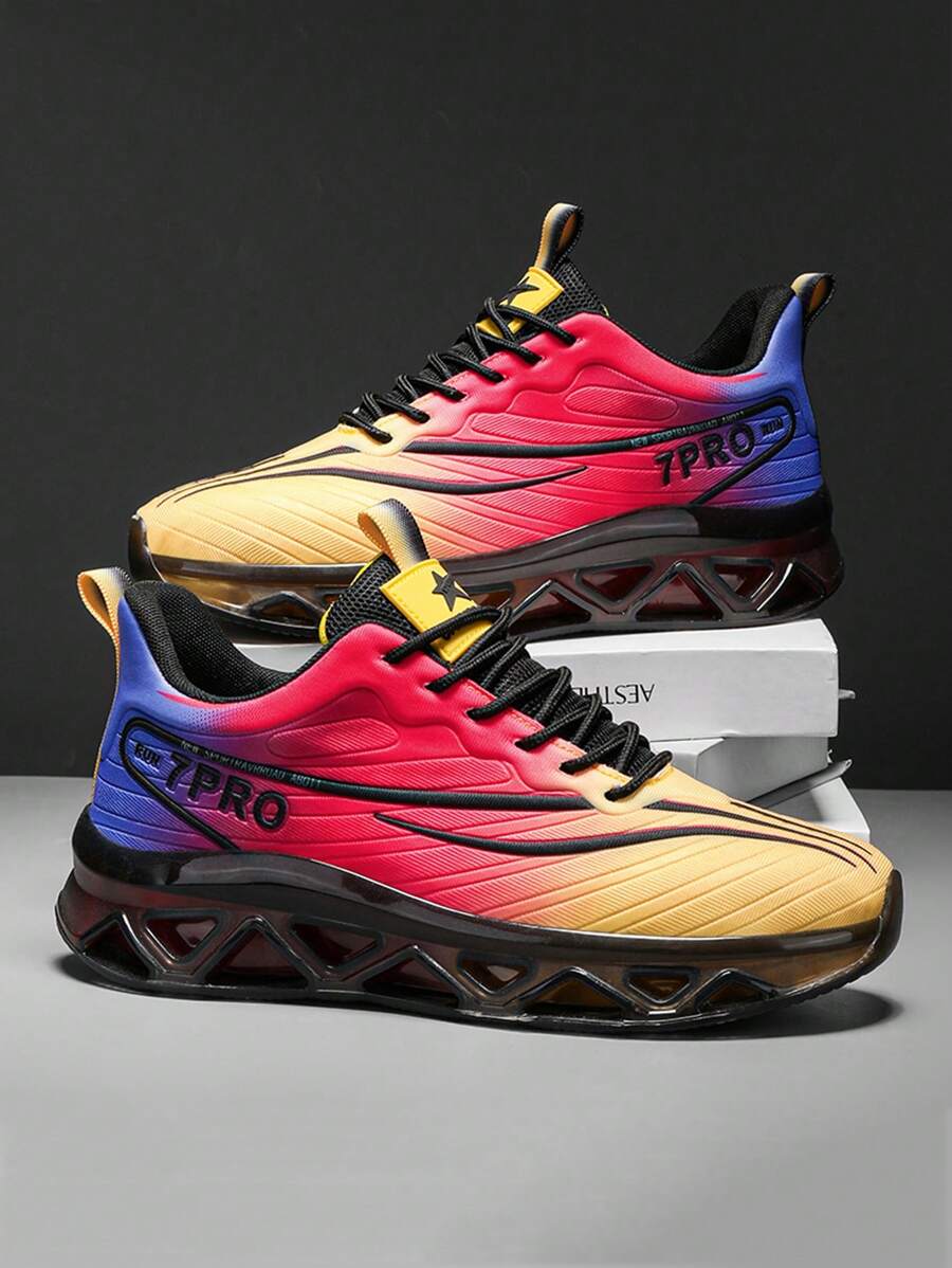 Zapatos deportivos casuales con malla transpirable y degradado de color para hombre de talla grande, zapatillas de running ligeras, para primavera/verano