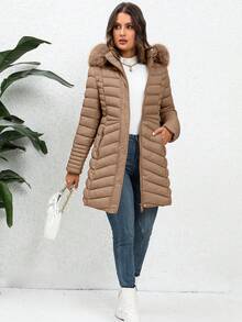 Giolshon Women's And Simple Solid Color Jacket For Regular Autumn And Winter Daily Wear And Travel Airport - Brown - View 7