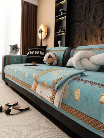 1 件波西米亚风格沙发垫套，节日装饰沙发座椅保护套，防滑宠物友好沙发套适用于 L 形组合沙发和 1/2/3/4 座沙发，可机洗家居装饰（单独出售）