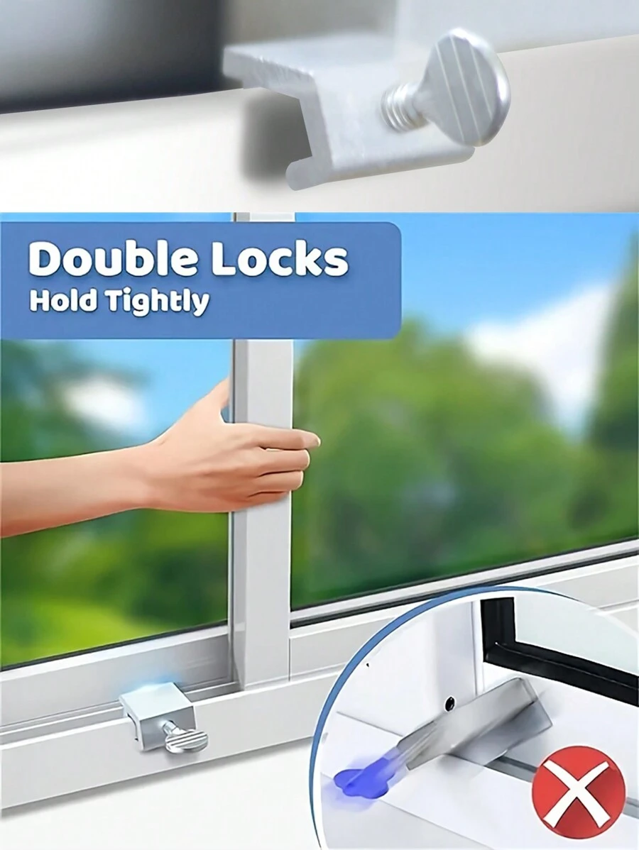 No-Drill Door Window Security Locks, Patio Sliding Window Locks, Child Window Locks, Mosquito Net Anti-Theft Restrictor