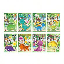 8Pcs Face Changing Sticker Unicorn Cartoon Cute Graffiti Children's Puzzle DIY Hand Account Puzzle Sticker (Some Colors And Styles Are Random)