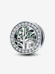 1 pièce Charme de pendentif en argent sterling 925 à quatre feuilles de trèfle de l'arbre de vie. Convient pour les bracelets, bijoux pour femmes, la Saint-Valentin.