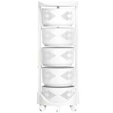 Kitchen Storage Cart, 5 Tier Circular Rotating Basket, Large Storage Rack With 360 Degree Wheels, Fruit And Vegetable Rack, Rotating Basket For Kitchen And Bathroom