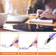 A Set Of 8 Disposable Fine Tipped Fountain Pens, In Various Colors, With Smooth Writing And Visible Ink Supply - Made Of Plastic Material And EF Tip