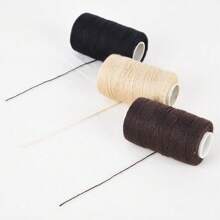 Filo e ago per extension dei capelli, 1 rotolo di filo da cucito per trecce, con 4 pezzi di aghi a forma di C, J, I curvi per tappezzeria e 1 infilacappio per cucire a mano, per extension dei capelli, realizzazione di parrucche e altro fai da te