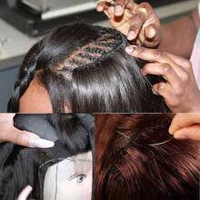Filo e ago per extension dei capelli, 1 rotolo di filo da cucito per trecce, con 4 pezzi di aghi a forma di C, J, I curvi per tappezzeria e 1 infilacappio per cucire a mano, per extension dei capelli, realizzazione di parrucche e altro fai da te