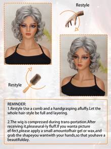 Women's Synthetic Wig With Bangs Gray Middle-Aged And Elderly Short Curly Hair, Suitable For Daily Wear,Role Playing Classic And Fashionable Curly Wig With Bangs
