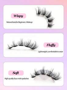 Asiteo 7 Pairs Natural Soft Fluffy Faux Mink Eyelashes, Transparent Eyelash Stems, Suitable For Makeup And Eyelash Extensions - Black - View 4