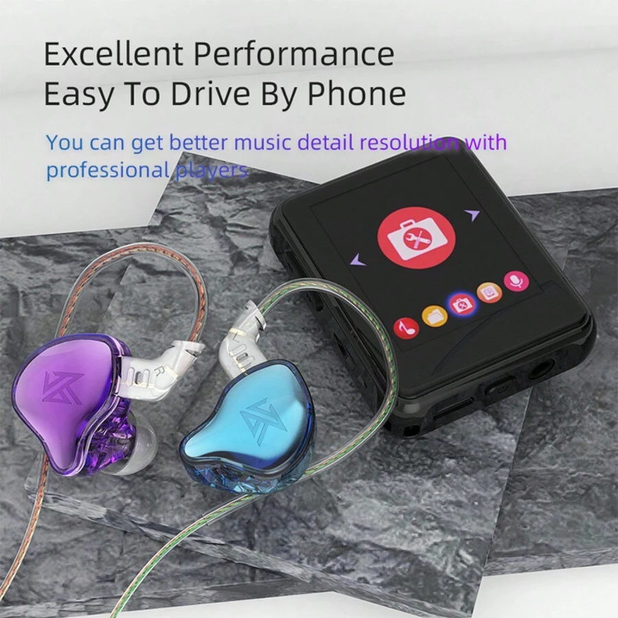 KZ KZ EDC In-Ear Monitor, High-Fidelity Stereo Stage/Studio IEM Wired Noise Isolating Earphones/Earbuds/Headphones For Musicians, Audiophiles, Budget Students, Comes With Storage Case (Black/Blue-Purple)