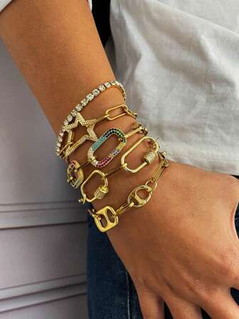 1Pc Women's Bracelet With Colorful Diamond Studded Clasps, Star Clasps, And Some Fun Clasps, With Diverse And Interesting Styles, Is The Key To Women's Fashion Matching