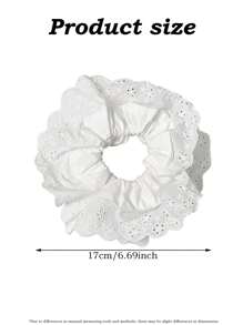 1pc White Double-Layer Lace Ruffle Large Hair Scrunchie, Ideal For Buns, Ponytails, Gentle On Hair, Suitable For Daily Wear, Romantic French Ballet Style Hair Accessory Hair Ties Ponytail Holders Hair Elastics Hair Rubber Bands Scrunchies Hair Rope Elastic Hair Tie, Hair Bobbles