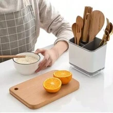 1pc/2pcs/3pcs Double-Layer Three-Compartment Fork And Spoon Drip Tray, Water-Draining Chopsticks Basket, Minimalist Kitchenware Drainage Rack, Ventilation Storage Box For Utensils
