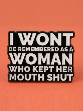 An Antique Alloy Enamel Brooch - A Powerful Square Brooch That Says' I Won't Be Remembered As A Silent Woman '- A Fashion Accessory Brooch Suitable For Backpacks, Jackets, And Bags