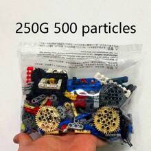 Paquete de 500 g de bloques de construcción tecnológicos compatibles con engranajes, neumáticos y piezas técnicas, adecuado para proyectos MOC de tecnología a granel (color aleatorio)