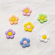 7-Piece Set Of Removable Flower Shoe Charms - Creative Street Style Decoration, Mixed Color PVC Material - Perfect Christmas Gift Accessories - Multicolor - View 7