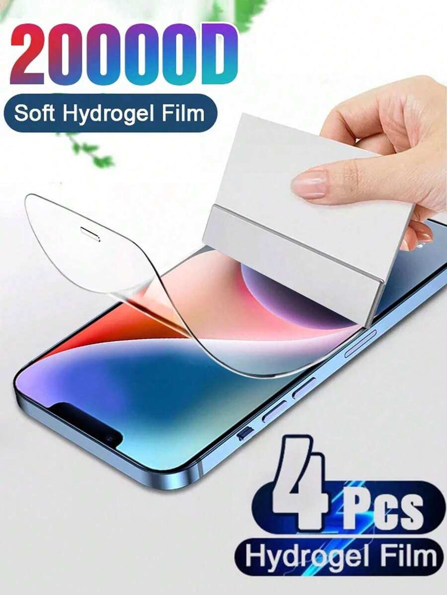 4 Pcs Protective Hydrogel Film Compatible With IPhone Gift For Birthday, Family, Friends Phone Screen Protector, Phone Accessories Waterproof Shockproof Anti-Fall Anti-Fall Scratch Resistant Anti-Fingerprint Full Cover