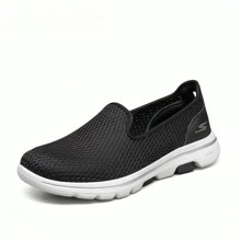 Skechers GO WALK 5 女士一腳蹬健步鞋輕便休閒鞋淺口軟底網面鞋 - 黑色 - 查看 2