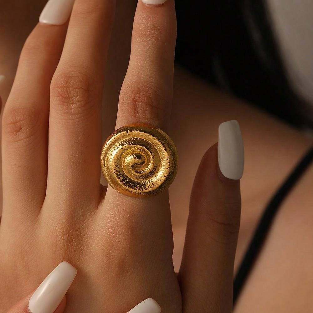 Shein Rring Gold Adjustable Stainless Steel Gold Bold Open Ring | SHEIN South Africa