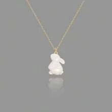 1 pieza Collar con colgante de conejo de jade de acero inoxidable simple, regalo para mujer, cumpleaños, fiesta, Día de San Valentín, mamá, madre, Día de la Madre, regalo