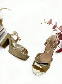 Women Heeled Sandals - 金色 - 查看 5