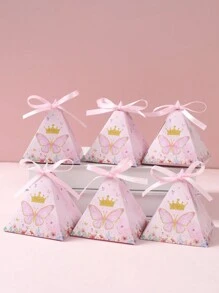 10 PEÇAS Caixas de Lembrancinhas de Festa de Borboleta Rosa, Caixas de Presente de Papel Triângulo Mini Borboleta e Floral, Caixas de Doces e Presentes com Tema de Festa, Decoração para Festa de Aniversário de Casamento e Princesa