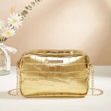 1pc Girls' Crocodile Pattern Cute Minimalist Chain Crossbody Square Bag, Suitable For Daily Use, Best Gift Choice - M813B - View 18