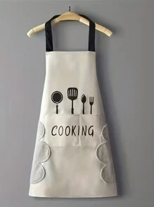Waterproof & Oil-Resistant Vinyl Kitchen Apron With Pockets - Ideal For Cooking, Baking, Gardening, Waitressing, Sleeveless, Wiping Hands, Kitchen Use