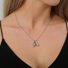 1 件气球光滑 A-Z 吊坠字母项链时尚简约链条锁骨链，节日礼物，适合女性日常佩戴