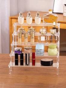 1pc Acrylic Multi-Layer Stepped Makeup Organizer Rack, Tiered Display Shelf For Perfume, Skincare, Cosmetics Storage And Exhibition, Suitable For Living Room, Bathroom, Bedroom, Home Decor,For Holiday Beach, Bathroom Collection, Bedroom Collection, Large Capacity - Multicolor - View 7