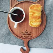 1 Pc,Custom Pizza Board With Name, Pizza Cutting Board, Delicatessen Board, Serving Tray, Housewarming Gift,Custom Solid Wood Pizza Plate, Custom Your Name, Wooden Cat Tray, Steak Steak Dinner Plate, Wooden Round Cat Display Plate - Multicolor - View 5
