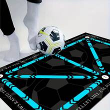 1pc Soccer Footwork Training Mat, Non-Slip Sports Pad For Ball Control And Footwork Improvement, Indoor Sound-Absorbing Fitness Mat, Shock-Absorbing Soft Carpet For Speed And Agility Training, Suitable For All Ages Home Bathroom Decor Bath Rug Outdoor Rug Door Mat Fall Decor Bathroom Accessories Back To School - Blue - View 1