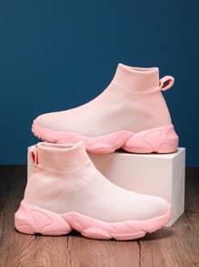 经典儿童/学生软底袜子鞋，新款透气运动鞋，一脚蹬休闲鞋 - 粉色 - 查看 1