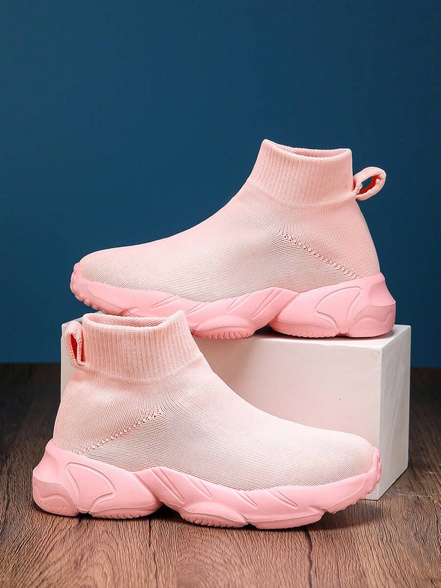 经典儿童/学生软底袜子鞋，新款透气运动鞋，一脚蹬休闲鞋 - 粉色 - 查看 1