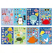 8Pcs Face Changing Sticker Unicorn Cartoon Cute Graffiti Children's Puzzle DIY Hand Account Puzzle Sticker (Some Colors And Styles Are Random)
