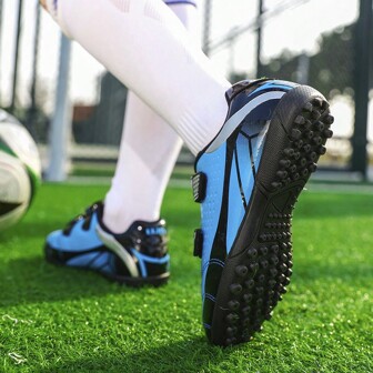 Kids' Football/Soccer Shoes Cleats, Small Kids Artificial Grass TF Training Shoes With Hook-And-Loop Straps, Suitable For Children Under 12 Years Old, Boys & Girls