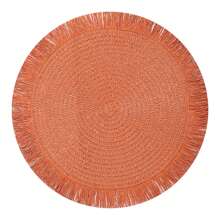 1 pezzo Sottopiatto rotondo intrecciato, tovaglietta in carta con nappe, sottopiatto antiscivolo fatto a mano resistente al calore, tappetino per tazze da tè, decorazione per tavolo da pranzo - Multicolore - Visualizzare 17