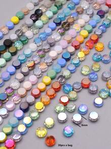 Mixed Color 30pcs 8mm/Bag Flat Round Faceted Glass Beads AB Color Disc-Shaped Glass Loose Beads For Jewelry Making DIY Bracelet Earring