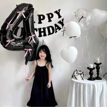 32 Inch White Large Numbers Balloons 0-9,Number Balloons With Pink Bow,Foil Mylar Big Number Balloons For Birthday Party Supplies Decorations - Black - View 2