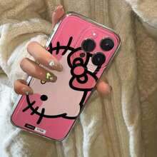 Sanrio Sanrio Cute Big Face Cat Cartoon Phone Case Compatible With Iphone 16, 16 Pro, 16 Pro Max, 16 Plus, Pink Bow Super Thin Full Coverage Phone Protective Case