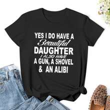 Womens Funny Fathers Day Crewneck Short Sleeve Tops  Casual T Shirts, All-Season Wear, Perfect For Outdoor Activities And Daily Life, Suitable As A Gift, 220g