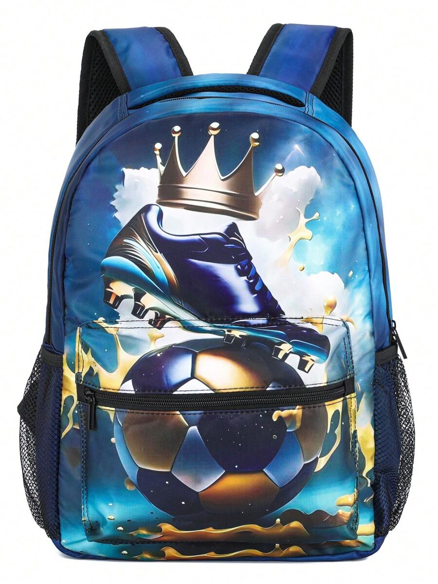 School Backpack For Boys And Girls, Shoulder Backpack Football Pattern Bag Sports Backpack For Outdoor Travel - Football Pattern Backpack - View 1