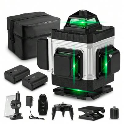 Yofidra 16 Lines 4D Laser Levels 360 Horizontal Vertical Green Line Laser Level Self-Leveling Measure Leveling Tool