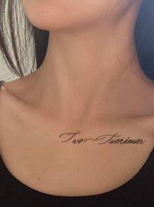 1 件可洗临时纹身，流畅字体字母/单词风格，适合时尚男女，Ins 风格