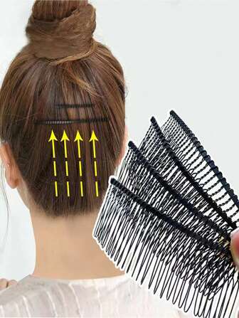 1 st svart tvinnad hårkam med inlägg, modern för kvinnor med tjockt hår, daglig användning. Denna stora metallversion är lämplig för kvinnor med rikligt hår. För de med mindre hår kan två vridningar för hand göra den säkrare. Håraccessoarer