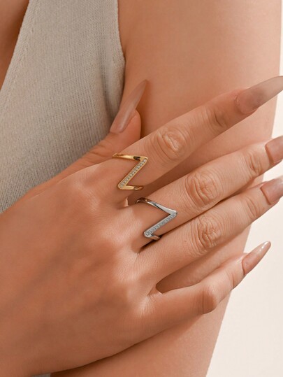 1 قطعة خاتم مطلي بالذهب عيار 18 قيراط من الفولاذ المقاوم للصدأ مرصع بالزركونيا مجوهرات هدايا أنيقة للسيدات لحفل الزفاف والمناسبات والمواعدة