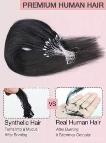 Micro Loop Hair Extensions Premium Human Hair Nature Color 12-22inch Straight Invisible Real Human Hair 50pcs Micro Loop Hair Extensions - S1B - View 5